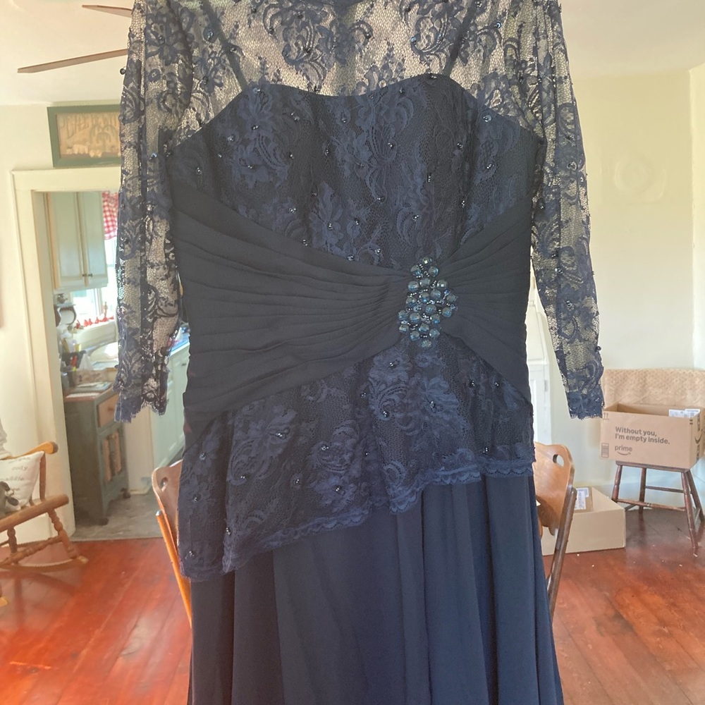 Blue Embellished Sweetheart Maxi Dress